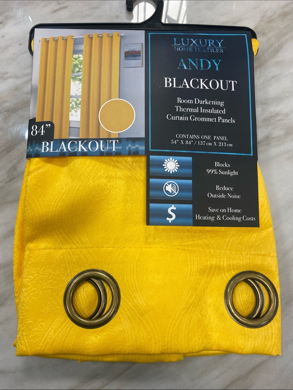Blackout Grommet Curtain Panel in Yellow